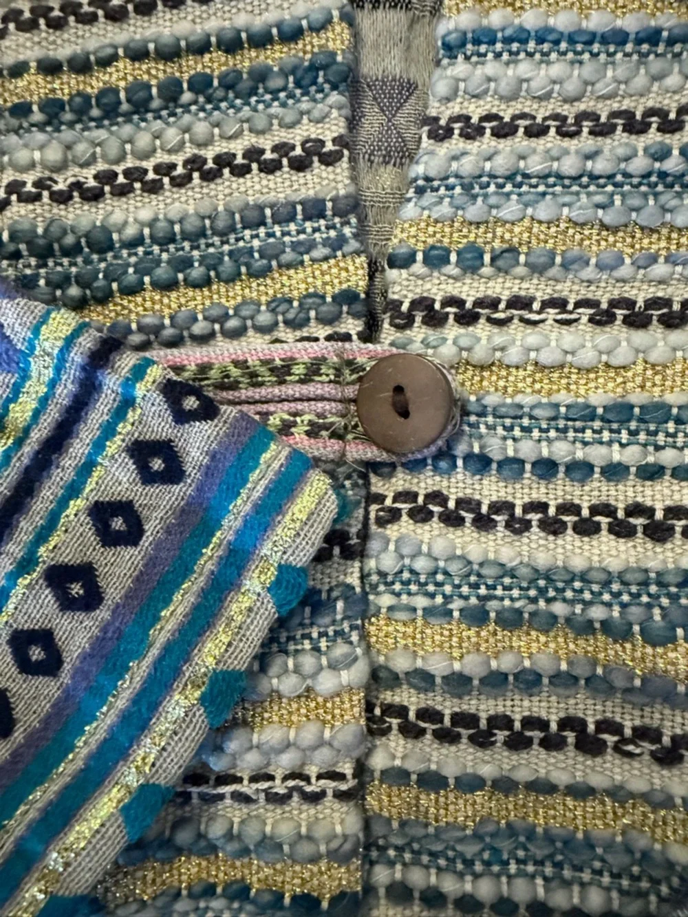 Sacred Threads Striped Boho Long Cardigan Coat in Blue & Pastels - Picture 6 of 8